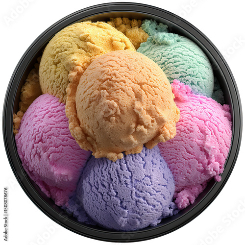 Ice Cream Scoops on transparent background.