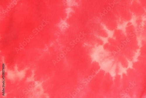 Red Tie Dye Fabric Texture Background Coral Swirl Pattern