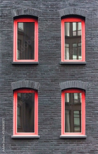 Black brick building wall. Interior of a modern loft. 