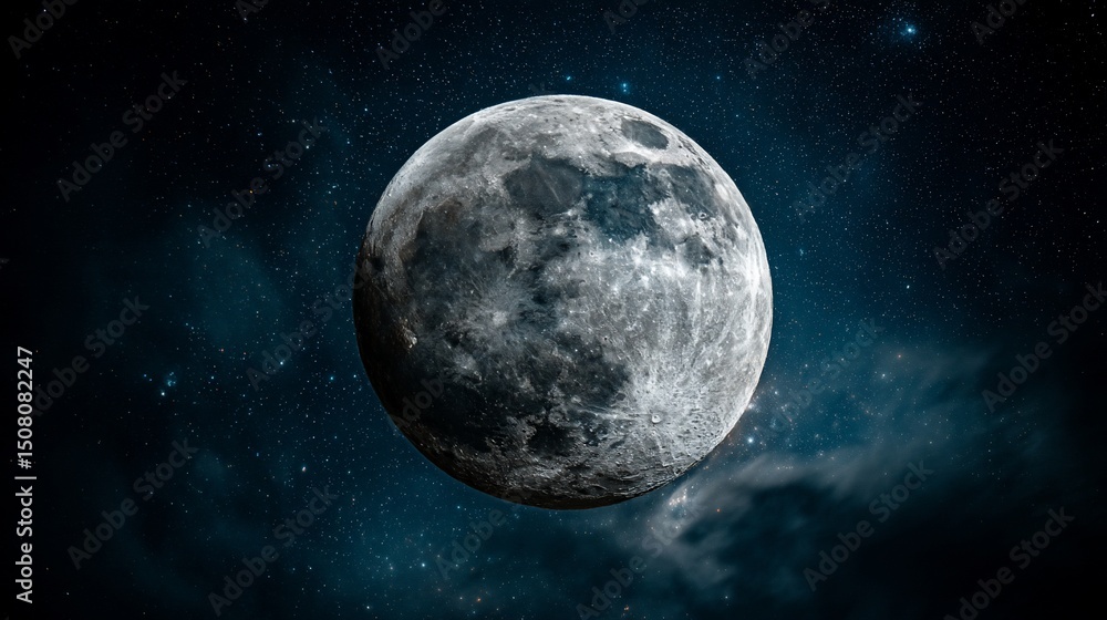 Obraz premium Full moon in a dark cosmos