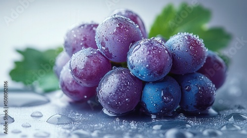 Wallpaper Mural A beautiful cluster of glistening purple grapes with water droplets, a refreshing sight. Torontodigital.ca