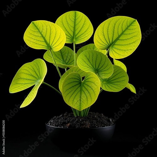 Elegant Arrangement of Vibrant Lotus Leaves in Indoor Pot