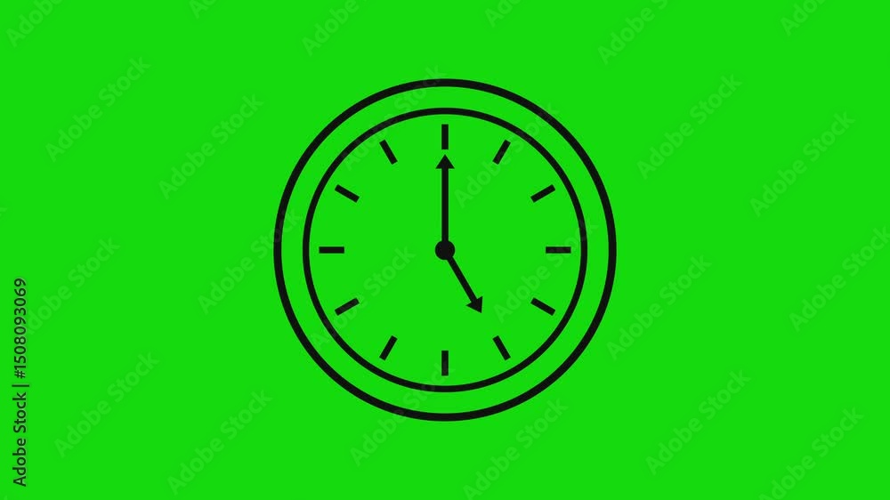 Seamless clock icon animating against a green screen background Seamless clock icon animating against a green screen background