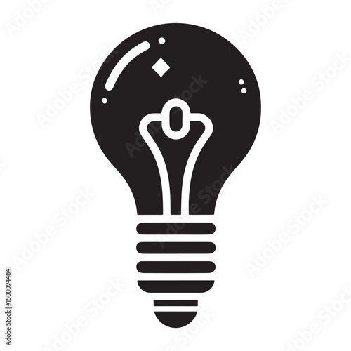 Black And White Light Bulb Vector Silhouette Design Idea