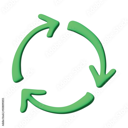 3d recycle arrow icon Recycling resources symbol Reuse of materials, zero waste, green environment, saving the planet