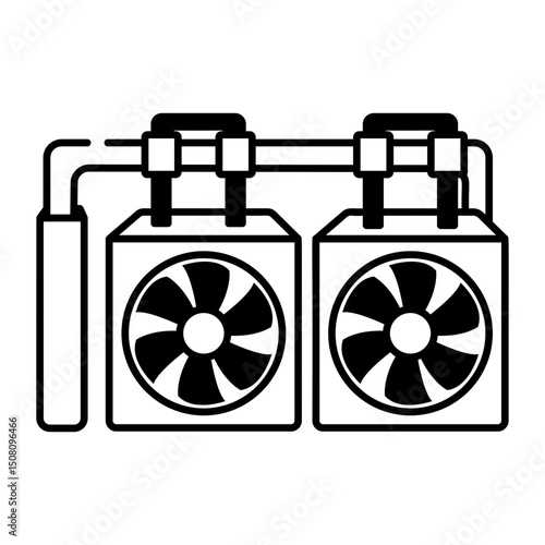 A drawing style icon of cooling system