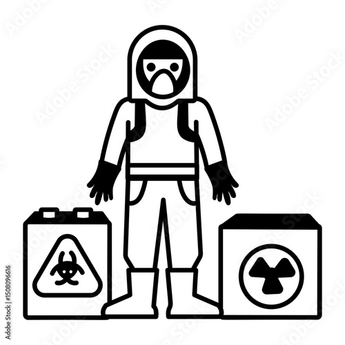 A sketchy style icon of hazmat suit
