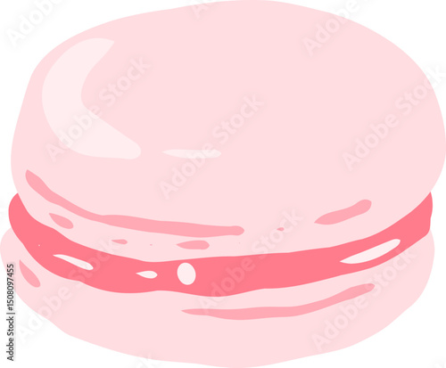 Illustration of a Pink Macaron Cookie