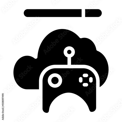 Cloud Gaming Vector Glyph Icon Design