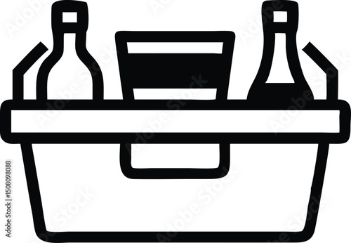 Full picnic cooler vector illustration with assorted food and drinks