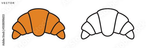 Croissants vector icon, French breakfast symbol, Croissants outline on a white background