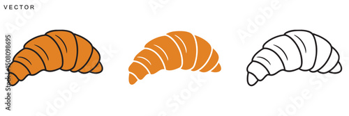 Croissants vector icon, French breakfast symbol, Croissants outline on a white background