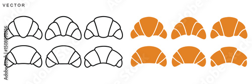 Croissants vector icon, French breakfast symbol, Croissants outline on a white background