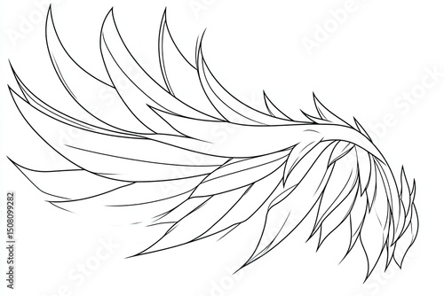 Detailed line drawing of an elaborate wing.