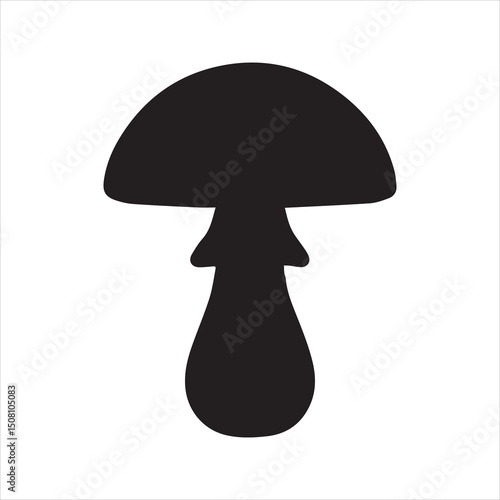 Forest Mushroom Silhouette Icon – Simple Nature Black Vector