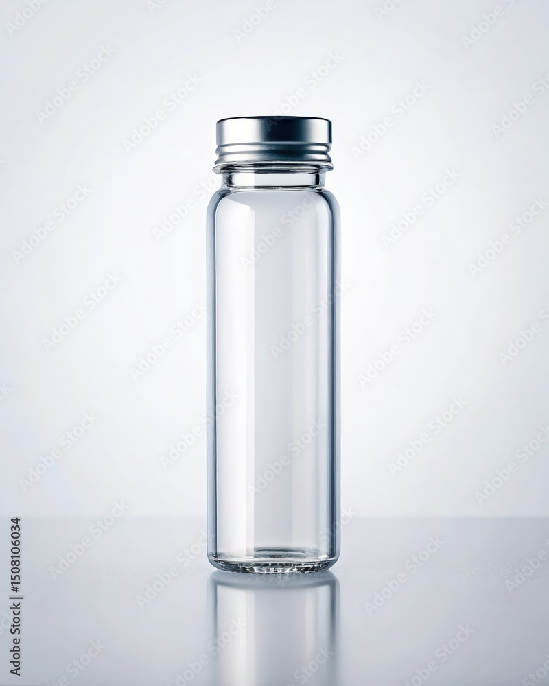 Clear Glass Bottle Mockup Perfect for Beverages, Pharmaceuticals, or Cosmetics Clear Glass Bottle Mockup Perfect for Beverages, Pharmaceuticals, or Cosmetics