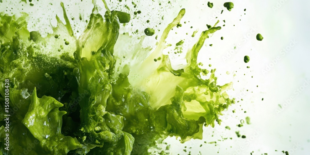 Dynamic Green Liquid Splash on White Background Abstract Motion Vibrant and Refreshing Effect Dynamic Green Liquid Splash on White Background Abstract Motion Vibrant and Refreshing Effect