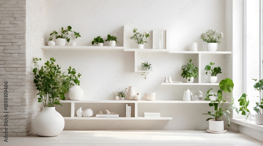 Fototapeta premium Empty room in white color with modern.generative.ai
