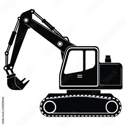 isolated heavy industrial excavator construction machinery with shovel and loader