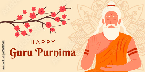 celebrate guru purnima banner illustration in flat design
