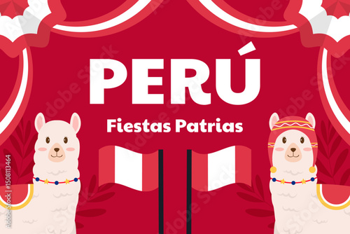 peru fiestas patrias background illustration in flat design