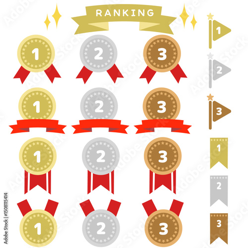ランキング　メダルアイコンセット　金銀銅