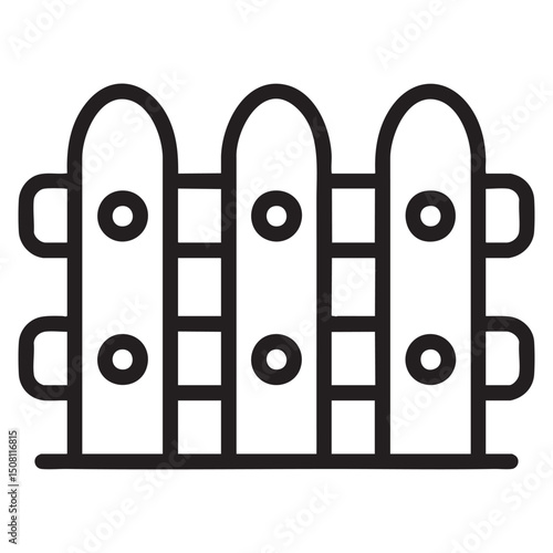 Wooden Fence Line Icon Illustration Of Garden Boundary Barrier For Outdoor Property Security Home Protection Design Concept Symbol