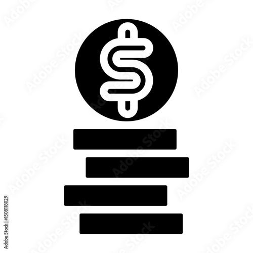 Coins Stack Vector Glyph Icon Design