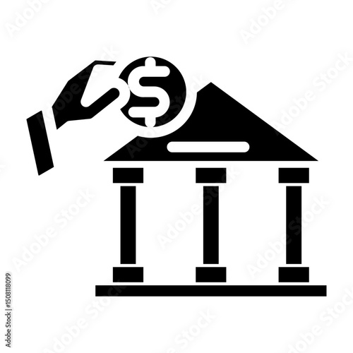 Investment Bank Vector Glyph Icon Design