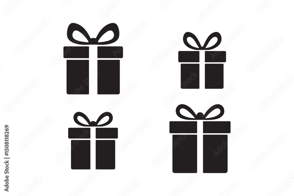 Fototapeta premium Gift boxes silhouette vector art illustration on white background