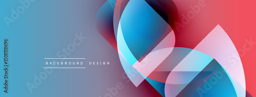 Abstract fluid shapes overlap, creating vibrant color gradients. Blue transitions to pink, modern design element.