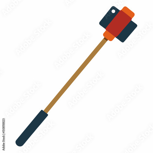 Flat vector of selfie stick and smartphone. Perfect for World Photography Day graphics and event promotions.