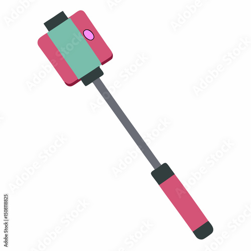 Editable selfie stick icon vector for Camera Day, digital marketing, and lifestyle-themed creatives.