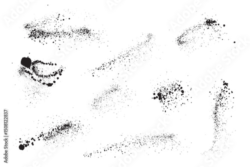 Blood set of hand-painted black splatter bleeding background illustration