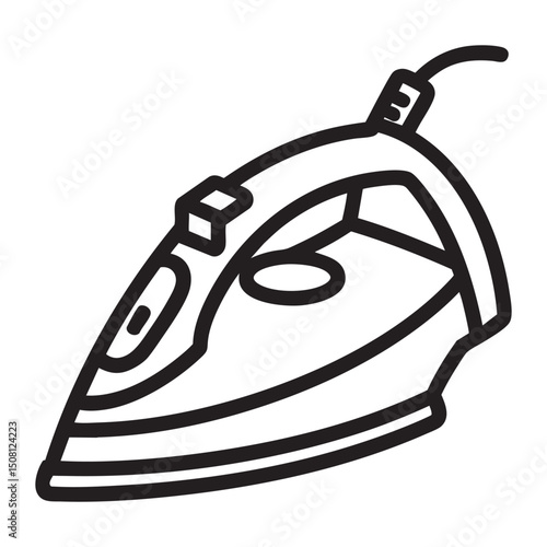 Electric Steam Iron Line Icon Illustration Of Household Appliance For Clothes Pressing Laundry Equipment Home Cleaning Concept