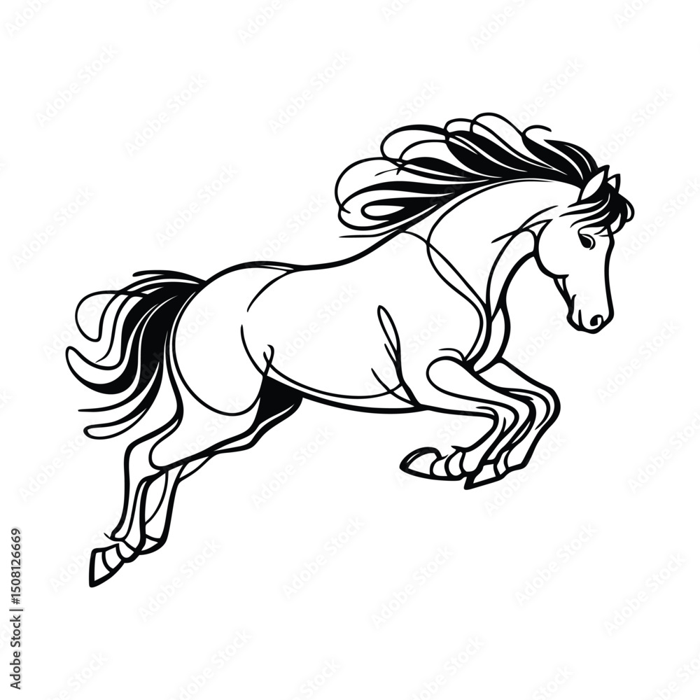 Fototapeta premium Running Horse Silhouette Logo – Equine Vector Design for Business