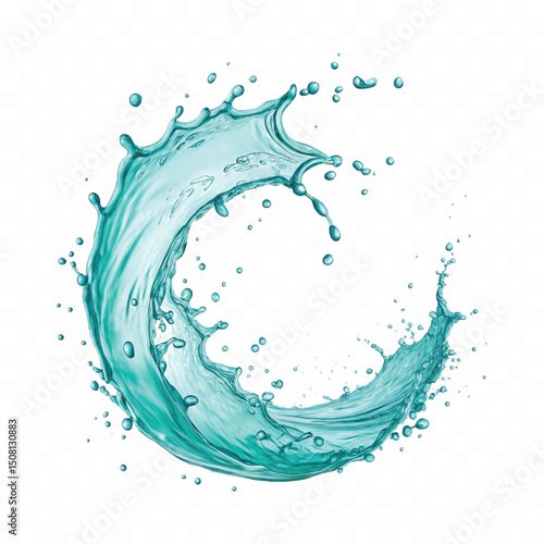 	
realistic fresh water splash In circle or round style isolated on transparent background
