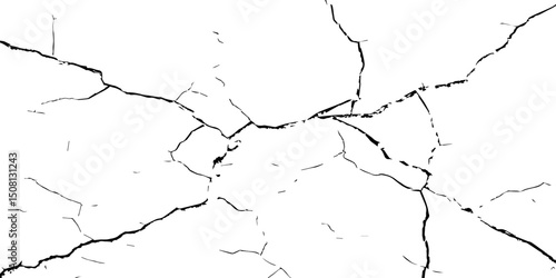 "Abstract cracked texture: distressed, grunge, broken, damaged, weathered, aged, surface, pattern, wall, earth, drought. Black & white graphic"