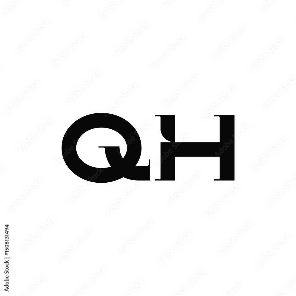 Obraz premium QH monogram logo design letter text name symbol monochrome logotype alphabet character simple logo
