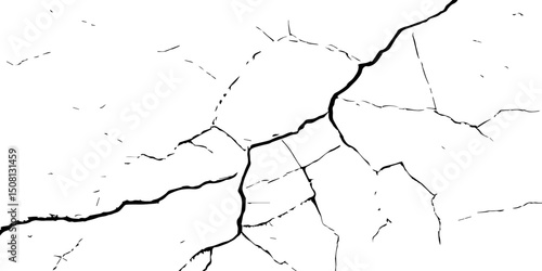 "Cracked white background texture featuring natural fissures and broken lines. Ideal for use in design, grunge overlays, aging effects, or abstract art projects. High contrast and minimalist style"