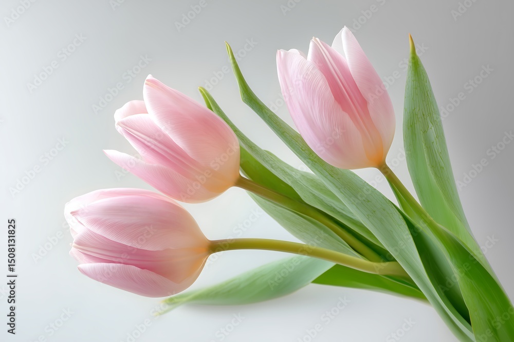 Fototapeta premium Pink tulips isolated on white