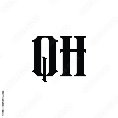 QH monogram logo design letter text name symbol monochrome logotype alphabet character simple logo
