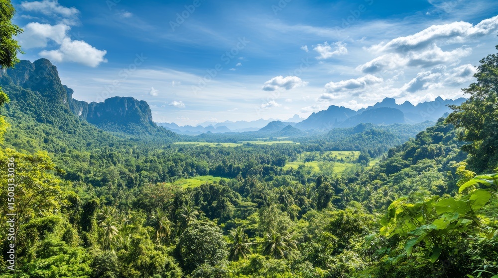 Obraz premium Lush, dense jungles in Southeast Asia during August's peak heat and humidity.