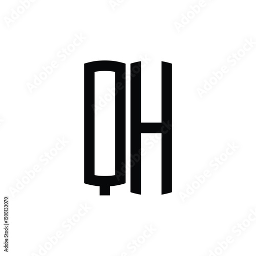 QH monogram logo design letter text name symbol monochrome logotype alphabet character simple logo