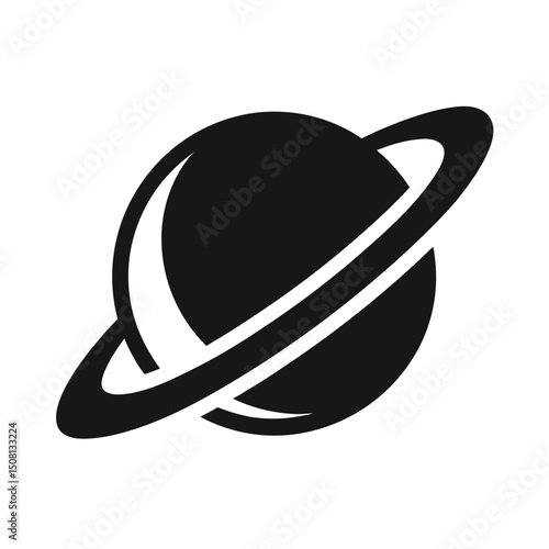 Simple icon of planet saturn with ring representing space exploration and astronomy