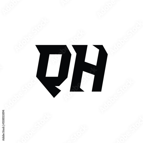 QH monogram logo design letter text name symbol monochrome logotype alphabet character simple logo