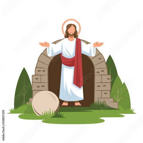 Jesus Christ resurrection empty tomb vector design