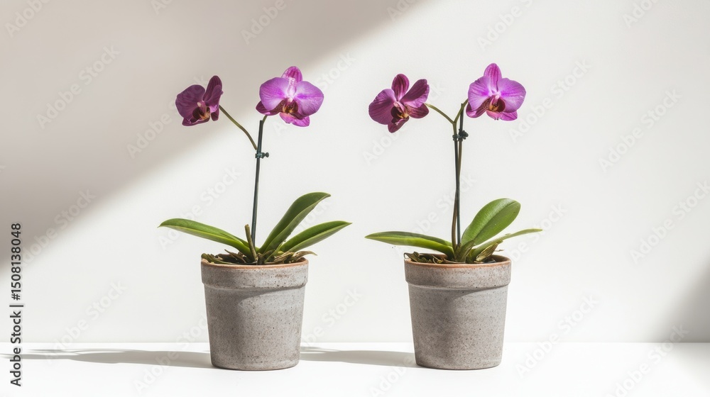 custom made wallpaper toronto digitalTwo orchids growing from same pot with soft shadows on bright white background