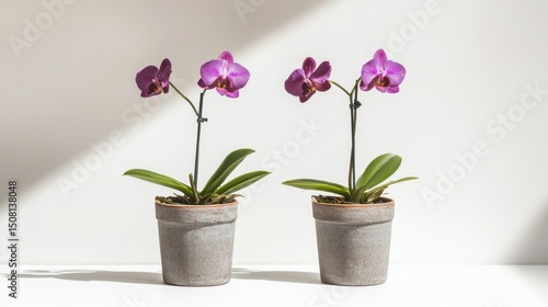 Wallpaper Mural Two orchids growing from same pot with soft shadows on bright white background Torontodigital.ca