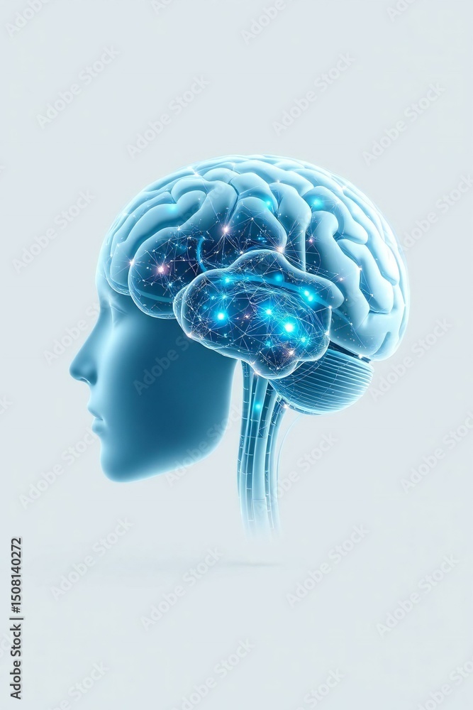 Obraz premium Human brain neural network connections visualization